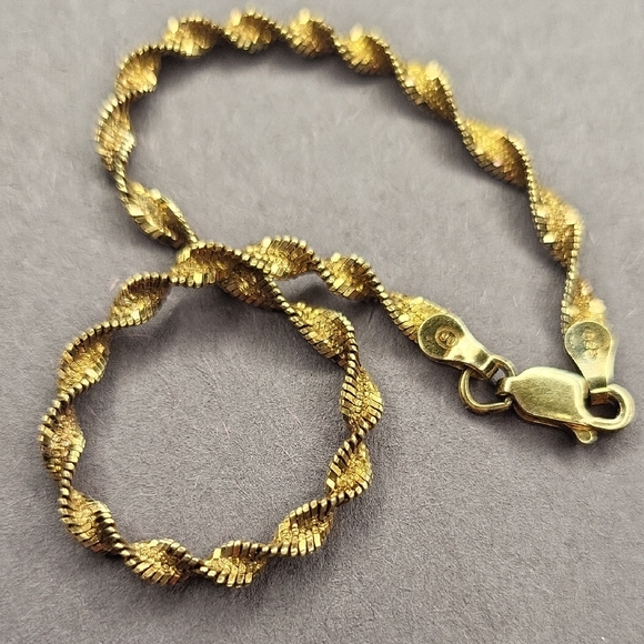 Sterling Silver Jewelry - Textured Gold Twist Rope Bracelet